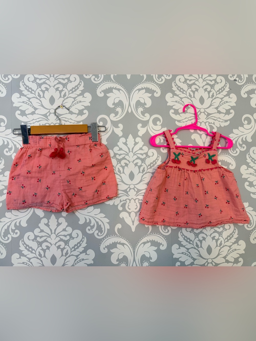💫4/$25 • Btween Cherry Print Embroidered Tank Top and Shorts Set